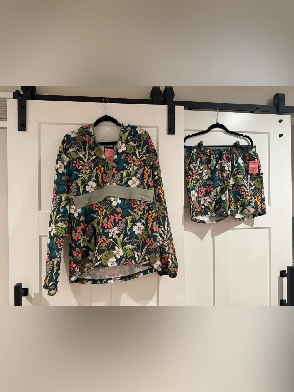Floral Jacket & Shorts Set - Dark Green
